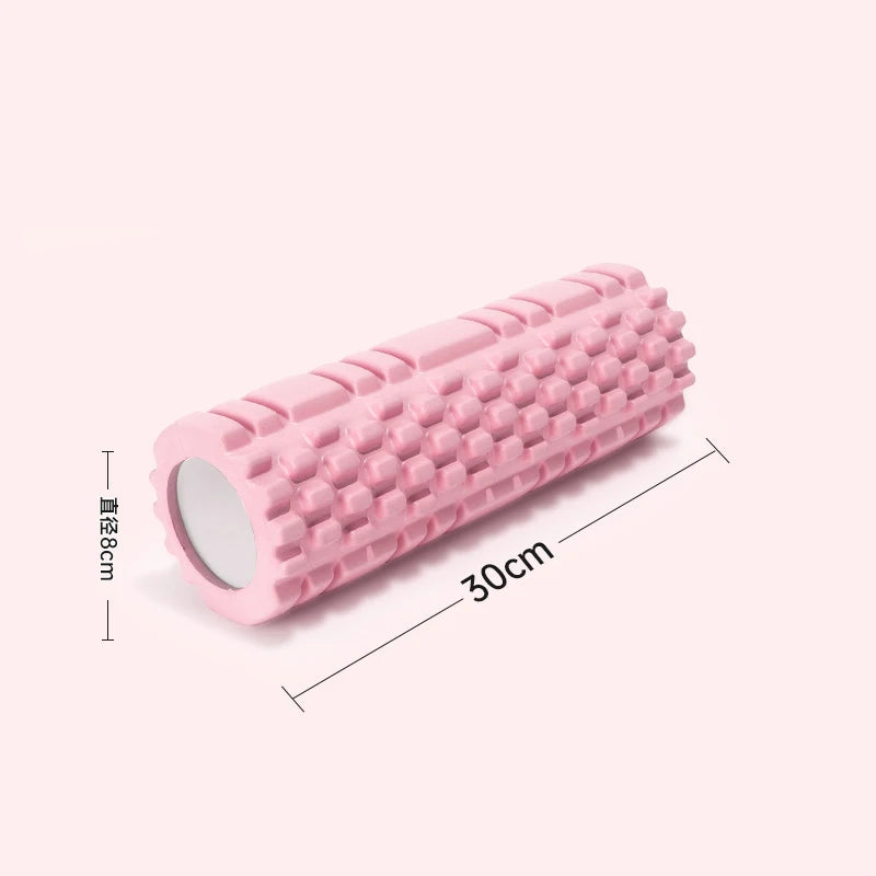 Premium EVA foam roller by Fitnessniches for deep tissue massage of back and legs, featuring a textured surface.