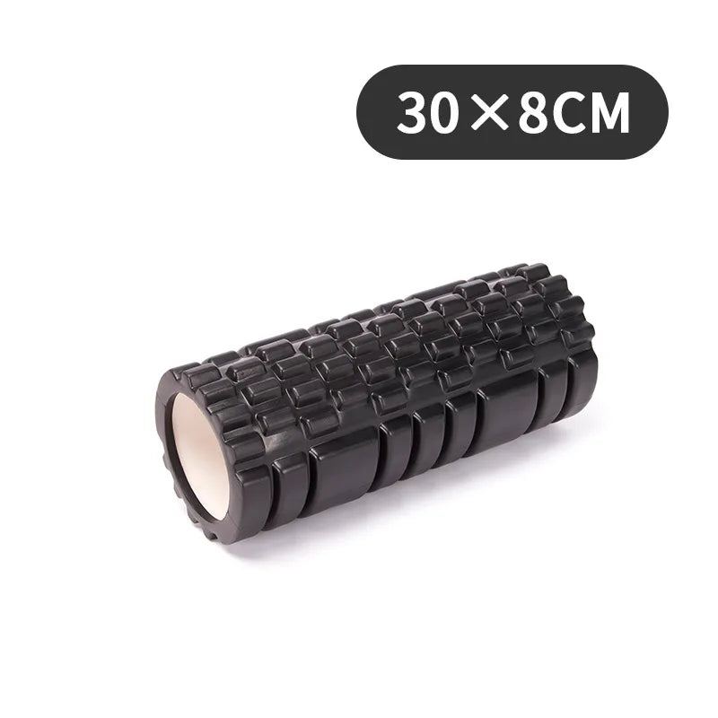 Premium EVA foam roller by Fitnessniches, designed for deep tissue massage on back and legs, showcasing a textured surface.